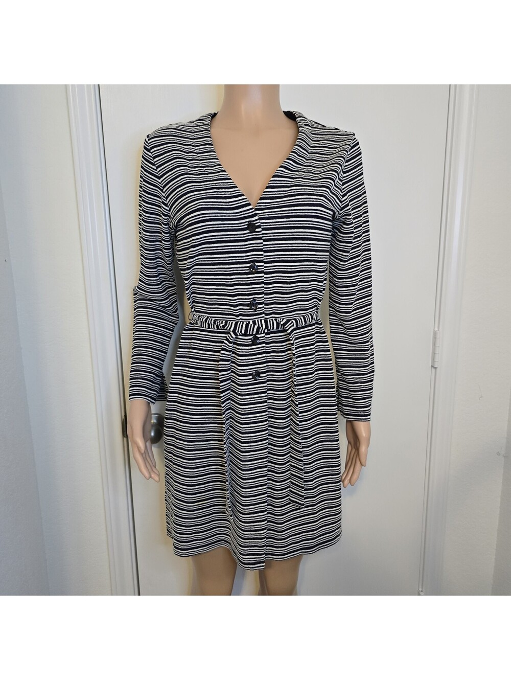 VTG Sheri Martin Striped Jacket Dress Sz 8 Mod Secretary Minimalist Retro USA